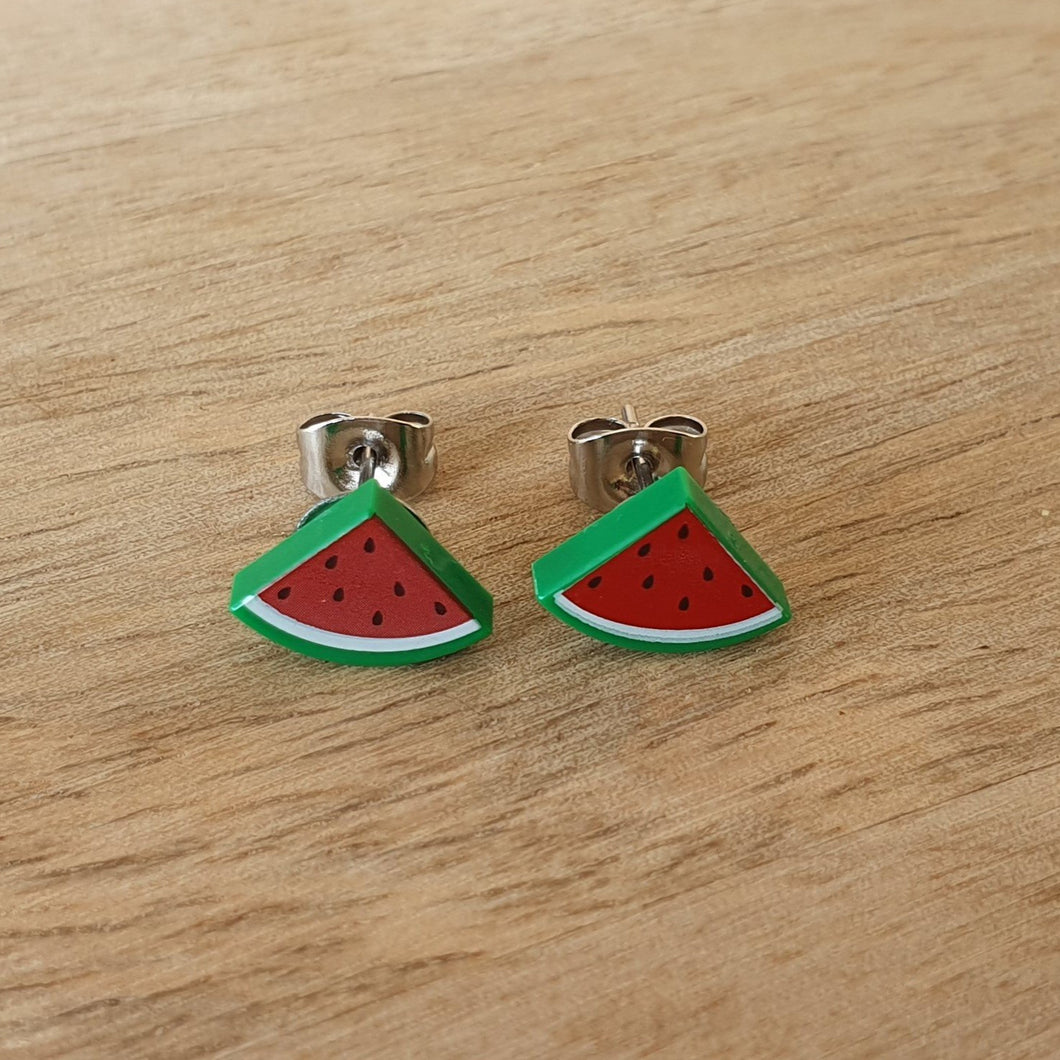 Watermelon slice stud earrings