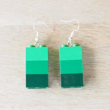 Load image into Gallery viewer, Shades of Green brick earrings
