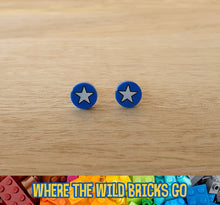 Load image into Gallery viewer, Blue and White star stud earrings
